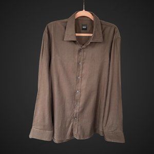 Hugo Boss XXL Brown Long Sleeve Button Up Shirt